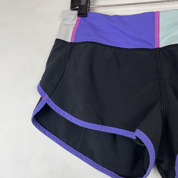 Lululemon Run Speed Short Size 6 Black Power Purple Athletic Workout - Picture 3 of 6